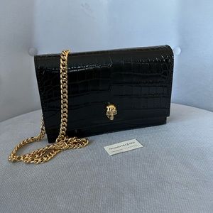 Alexander McQueen Mini Skull Croc Embossed Leather bag